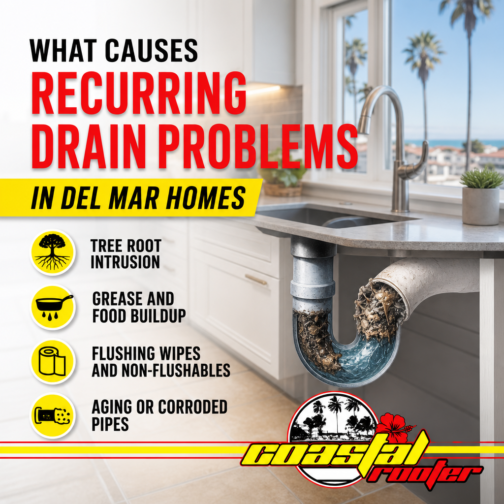 What Causes Recurring Drain Problems in Del Mar Homes