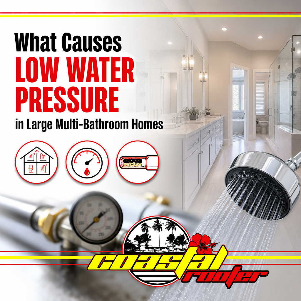 What Causes Low Water Pressure in Large Multi-Bathroom Homes